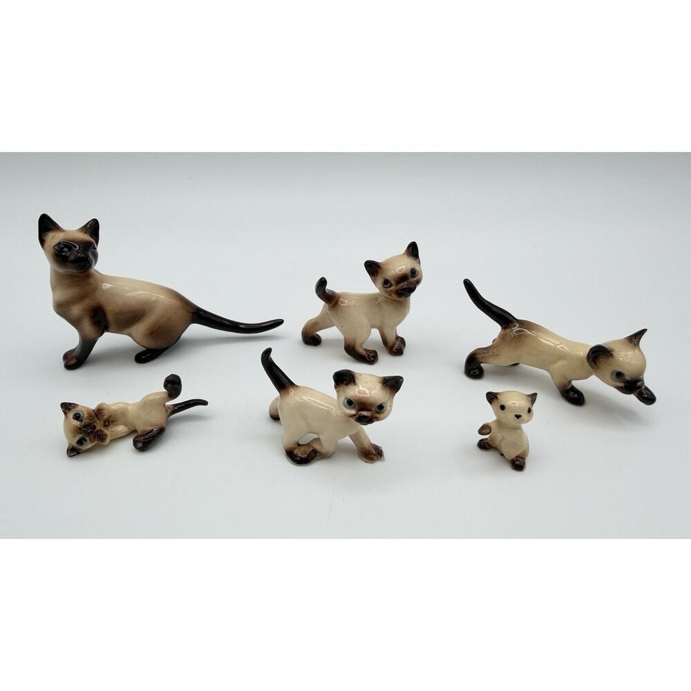 Hagen Renaker Ceramic Miniature Siamese Kitty Cat Figurines Lot of 6 Vintage